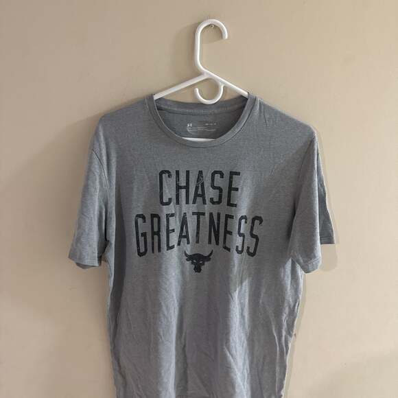 Under Armour Project Rock 'Chase Greatness' T-Shirt - Gray HeatGear - Picture 1 of 4